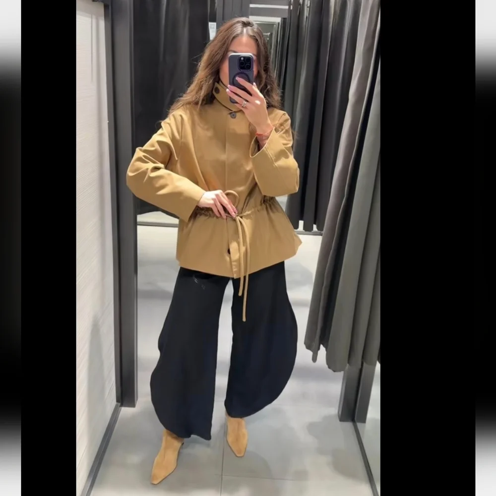 ZARA WIDE LEG PANTS WITH VENTS Black